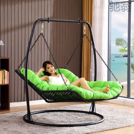 
Nuojiangjing Ei9 rocking chair, double hammock hang basket, blue bed outdoor swing chair balcony hanging blue swing bed rocking white small (A13821 seat cushion)