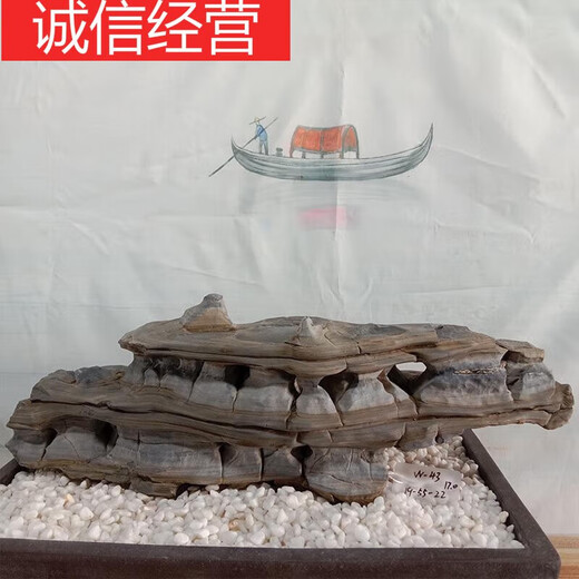 何健弓武陵石湘西孔石一物一奇石天然假山办公摆件鱼缸造景景观石怪石 浅棕色_WL2991