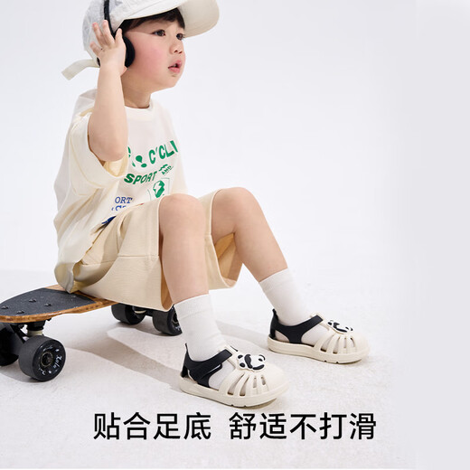 Carter Bunny Kleinkindschuhe Kinder Sandalen Jungen 1-5 Jahre alte Sommer-Kinderschuhe 2025 NEU NEU TROCK SPIELSCHUSSCHUSSCHUSSEN Weiß und Schwarz Panda 24 Innere Länge 14,5 cm Fuß Länge 13,6-14.2