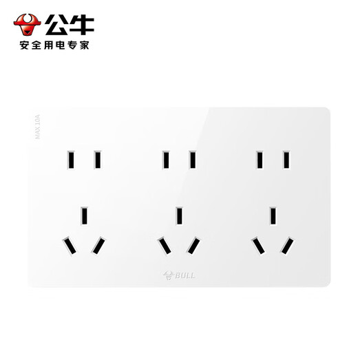 公牛（BULL）明装插座开关插座面板五孔带开关明线G59白色多孔免打孔家用 明装十五孔 插座