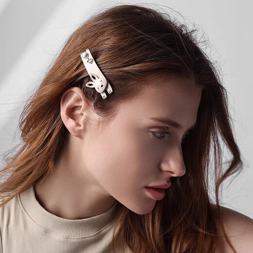 Cercoo Rabbit Hair Clip Seamless Hair Clip Broken Hair Bangs Side Clip Women's French Duckbill Clip 1 Piece Apricot