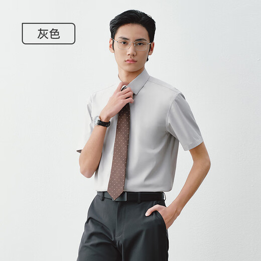 
JD.com short-sleeved shirt men's business velvet cotton shirt men's white shirt jacket birthday gift blue 42