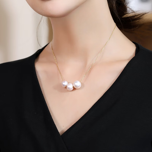 Pingyan Jewelry Shujie 1213mm perfect round pearl necklace single clavicle necklace pendant 11-12mm perfect round pearl + pendant