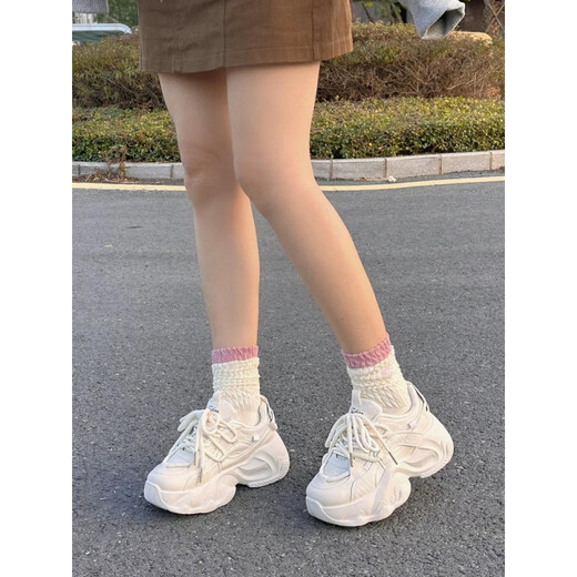 刘潮布女生2025春季厚底增高运动鞋小白鞋百搭休闲鞋snxr FB9905米色网面款 35