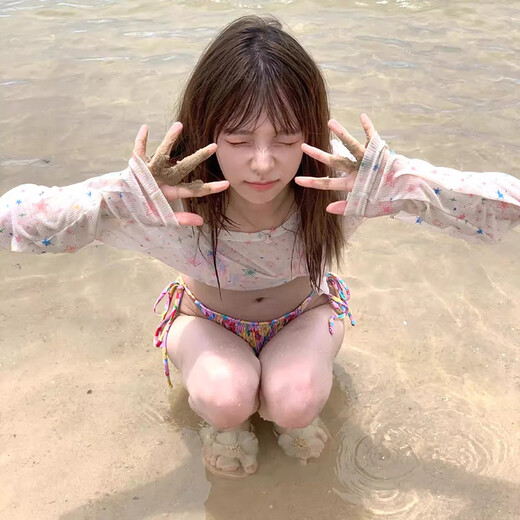 Neun Zoll sonnigem Dopamin reiner Star Sonnenschutzbluse für Frauen im Sommer Beach Urlaub Süßes heißes Mädchen Bikini Badeanzug Drei-teilige Bluse + Pink Bikini; Alle Größe