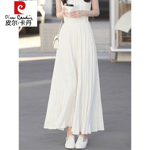 皮尔卡丹（pierre cardin）白色无袖背心连衣裙女夏季2025新款高端精致感收腰气质裙子女 白色连衣裙 S