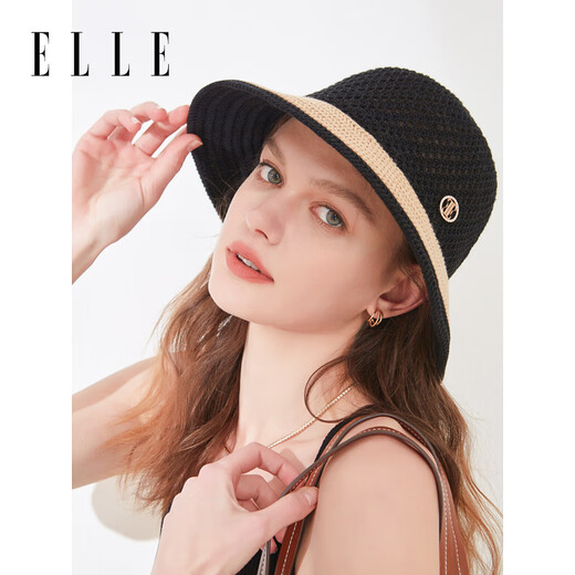 Elle Sonnenschutzmittel Strohhut Damen Sommer im Freien gehäkelte Hohlnetzstrand Sonnenschild Fischer Hut Geschenk