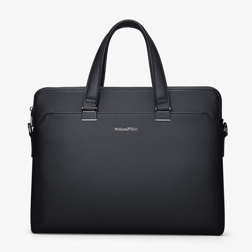
King Paul (WILLIAMPOLO) brand men's handbag head layer cowhide briefcase laptop bag business trip men's bag gift black - 38.5*28cm 15 inches [head layer cowhide]