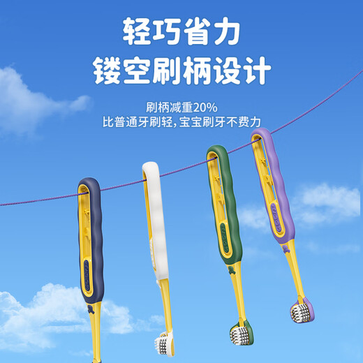 Sweetrip children's soft bristle toothbrush three sides 3 to 6 to 12 years old brushing artifact triple efficiency 4 pack