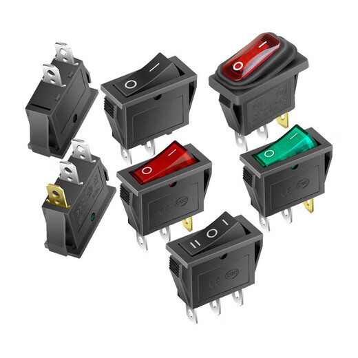 Huijun KCD3 ship type switch with light electrical appliance rice cooker power button switch electric pot special switch accessories button 3 feet 2 gears 16A red open with light 10 pcs