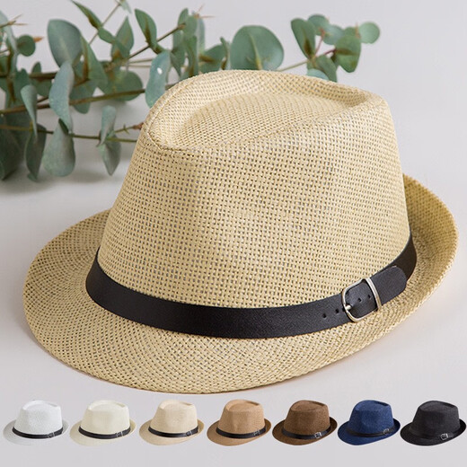 TONDIMONP straw hat British top hat spring and summer sun protection men and women beach hats travel beach sunshade jazz hat monofilament straw hat white children's hat 54cm all