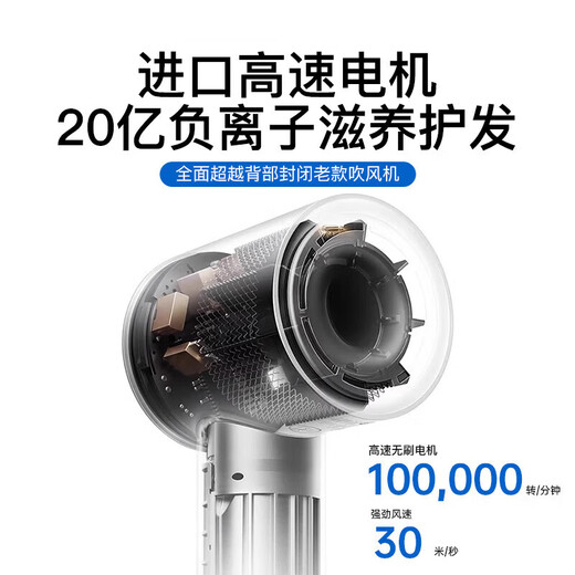 CODINI German quality leafless hair dryer for home use with negative ions that won't hurt your hair. High-power hair dryer for hair salons and barber shops with hot and cold air for silent styling and quick drying.