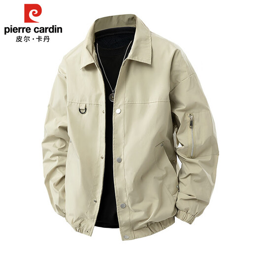 Pierre Cardin jacket men's spring and autumn trendy loose casual jacket men's lapel work jacket men's black XL