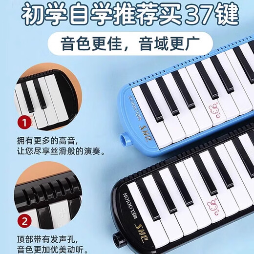 奇美DHS口风琴37键小学生用32键初学者专业演奏级学校吹管小乐器刻字 【学生课堂推荐】32键/黑色