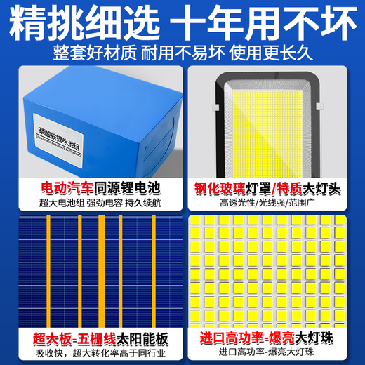 宰搂太阳能户外庭院灯家用照明农村院子led2024新款室外防水路灯 亮工程款180000W15686LM爆