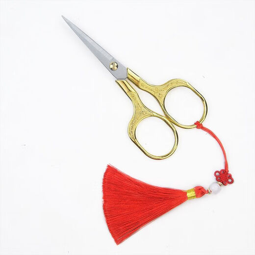 Zhenrongbang tea bag scissors, tea bag scissors, special scissors for making tea, tea ceremony, retro Chinese tea art, tea set accessories, color titanium + tassel style