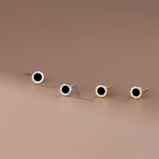 Guanpu Pavilion Fat Donglai's same style men's platinum earrings PT950 Roman numerals for men and women, simple design, versatile and fashionable