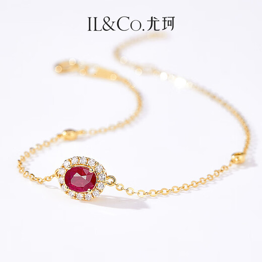 IL&CO Natural Ruby Bracelet Women's 18K Gold Diamond Colorful Bracelet Birthday Valentine's Day Gift Approximately 0.3 Carat 18K Gold Ruby Bracelet