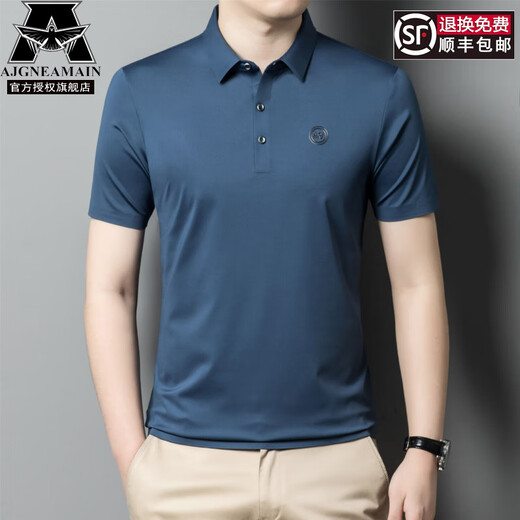 AJGNEAMAIN Light Italian Luxury High-High-High-Men's Summer Summer Camiseta de polo de manga corta sin tracismo