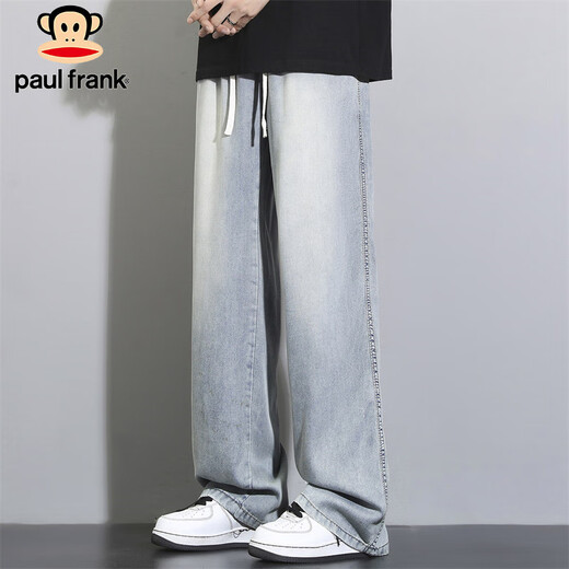 大嘴猴（paul frank）牛仔裤男夏季天丝垂感冰丝裤子男士宽松休闲裤男裤 怀旧蓝色 2XL