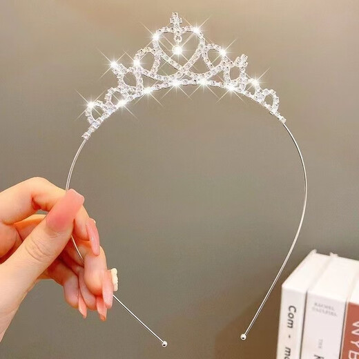 XPEL girls crown headdress children's high-end crystal crown birthday gift princess baby hairpin hairpin bridal hair accessories love crown headband 1 pack