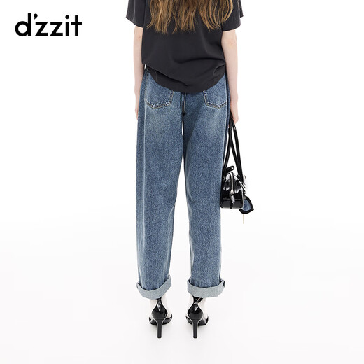 Dzzit Disu [Pop Mart Joint Series] Jeans 2025 Spring Neues Illustrationshose 3J1R6196T Dunkelblau S