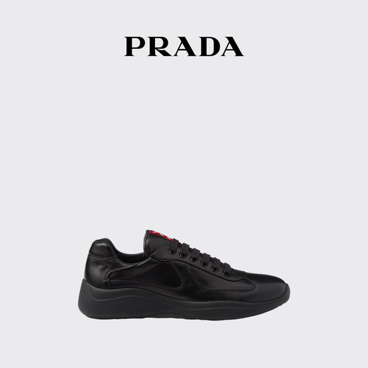 PRADA/Prada Gift Men's Prada Americas Cup Nappa Sheep Leather Sneakers Black 41 (7)