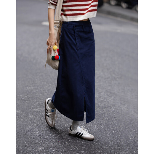 Demana pure cotton comfort zone spring Korean high street asymmetrical placket straight leg hidden meat women's mid-length denim skirt