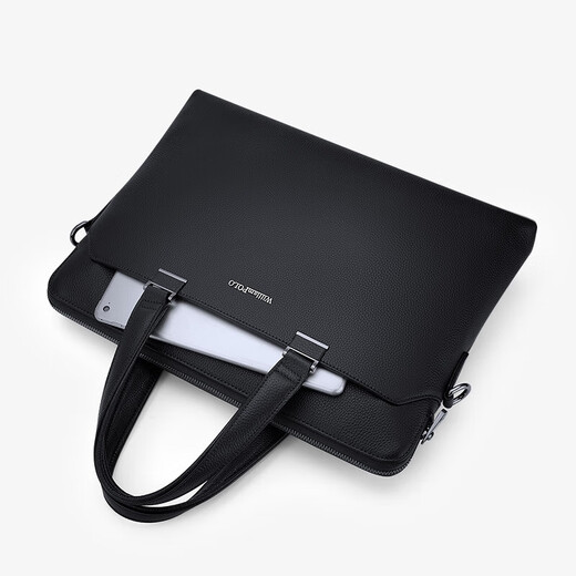 
King Paul (WILLIAMPOLO) brand men's handbag head layer cowhide briefcase laptop bag business trip men's bag gift black - 38.5*28cm 15 inches [head layer cowhide]