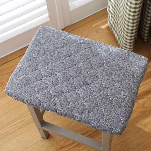Rectangular bench, small square stool cushion, stool cover, dressing table stool cover, student cushion chair cover, small flower cloth (pink flower) double layer quilted, suitable for all seasons, suitable for stool covers with a stool surface of 24*34 cm