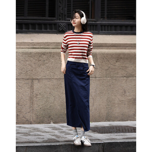 Demana pure cotton comfort zone spring Korean high street asymmetrical placket straight leg hidden meat women's mid-length denim skirt