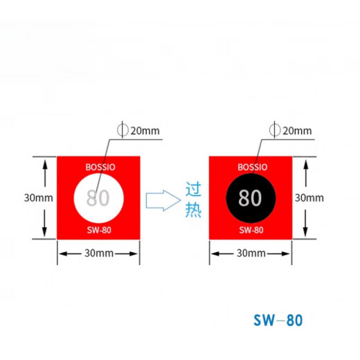 XMSJSW-80不可逆测温纸变色示温贴片温度贴纸感温标签热敏试纸 SW100-12033片/张