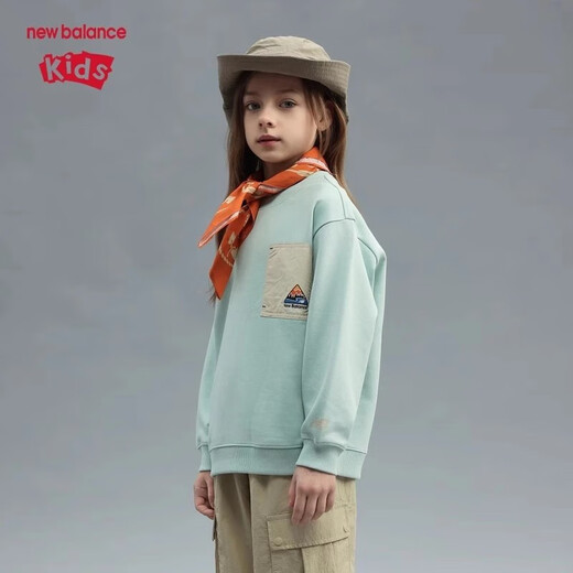 newbalance nb children's clothing 25 years spring new style men's and women's versatile casual sports round neck pullover sweatshirt 7ZF12053 7ZF12053-KH 140 cm
