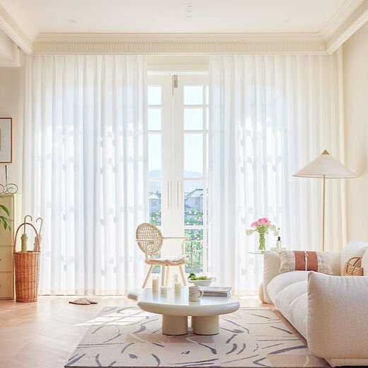 Yilian Youpin Phantom Window Screen without punching and installing light-transmitting opaque curtain yarn blackout curtain bedroom bay window partition curtain door curtain pearl white with telescopic rod rod 1.6 to 2.1 meters curtain height 2.5 meters two pieces
