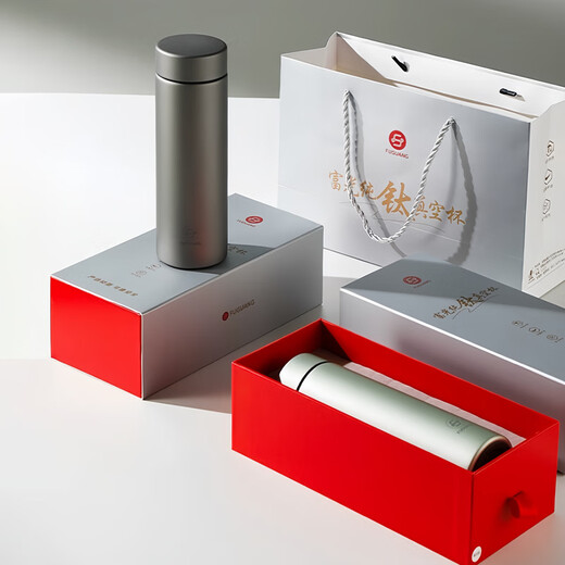Fuguang Pure Titanium Insulated Cup Men's High-end Tea Separated Water Cup Gift Box Souvenir Office Car Tea Making Gift Customized Light Luxury Gray 480ml Pure Titanium + Gift Box Gift Bag