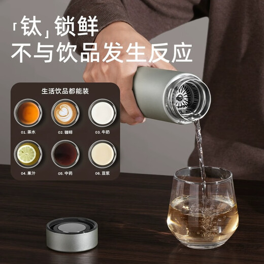 Fuguang Pure Titanium Insulated Cup Men's High-end Tea Separated Water Cup Gift Box Souvenir Office Car Tea Making Gift Customized Light Luxury Gray 480ml Pure Titanium + Gift Box Gift Bag