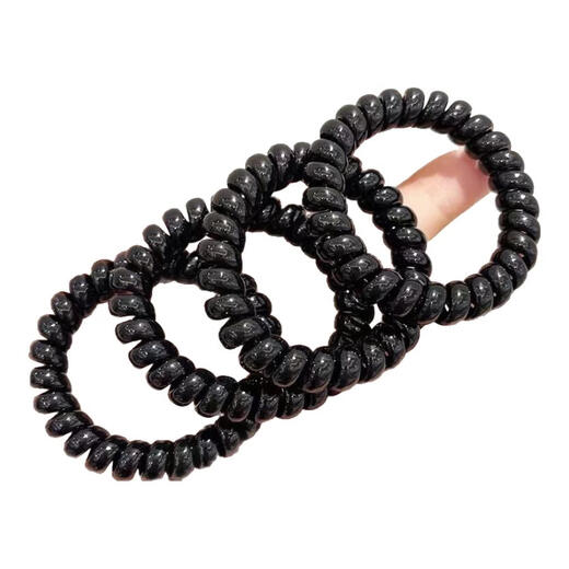 Jiuweiya phone cord hair band for women new high-end hair rope to tie hair rubber band leather cover for women high elasticity and durable traceless headband JYFQ177 black 4 pieces