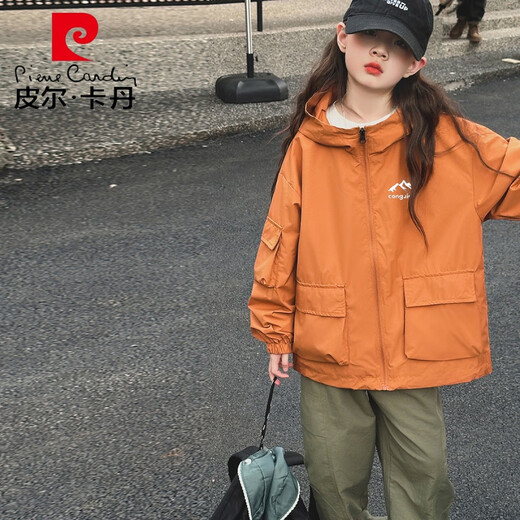 皮尔卡丹（pierre cardin）女童冲锋衣2025秋冬新款三合一户外露营防风外套女孩登山连帽夹克 夹棉黑冲锋衣826 160 cm