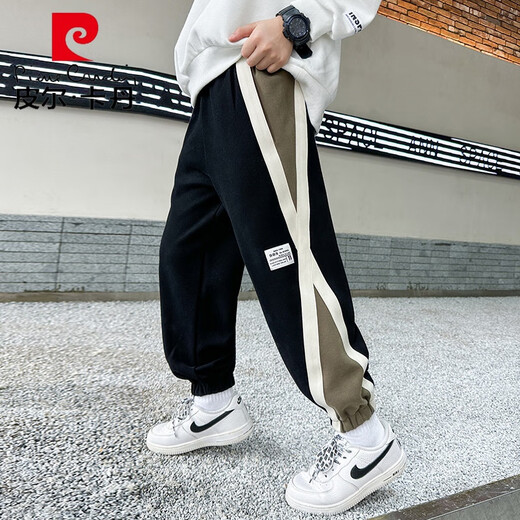 皮尔卡丹（pierre cardin）儿童装男童裤子春秋款2025新款大童春装休闲男孩春季运动长裤潮酷 9926黑色 120 cm