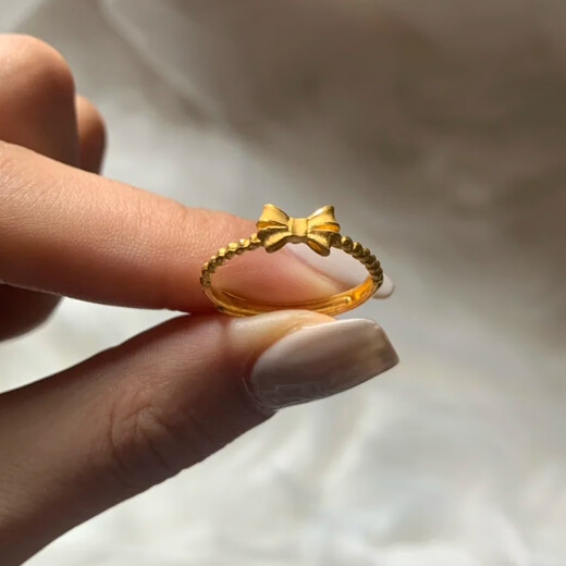 Shilian applies to 2024 new ring women's bow index finger ring wheat ear gold 18K non-fading simple small four wheat ear ring adjustable