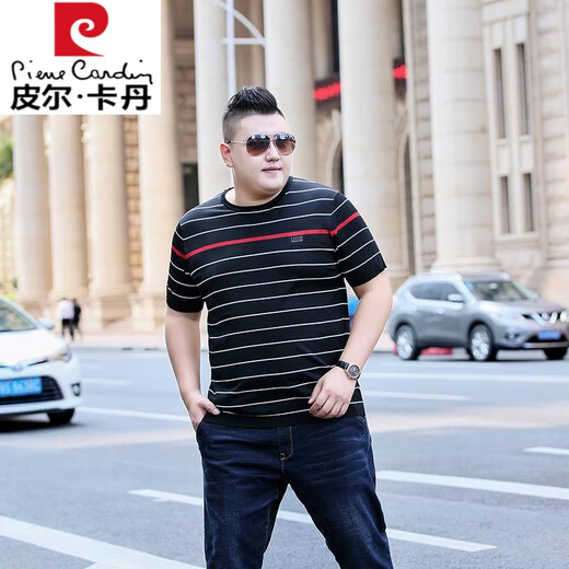 
Pier Cardin high-end ice silk short-sleeved T-shirt for men fat men's large size round neck plus fat plus loose loose casual men's half-sleeved T-shirt top white 9209 4XL