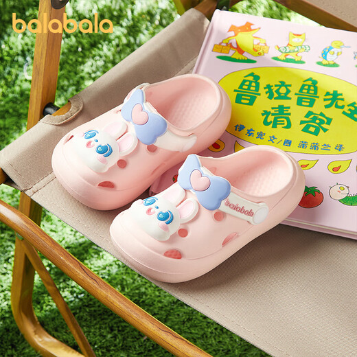 Balabala Girls' Croc Shoes Summer Rabbit Children's Sandals Wear-Resistant Princess Infant Home Shoes Boys' Outdoor Beach Shoes Pink 19 Inner Length 13cm (130) Suitable for Feet 13cm Long