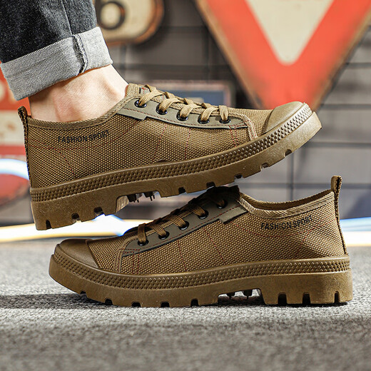 
Tushilong 3522 genuine Martin shoes men's non-slip wear-resistant work shoes low top hiking shoes fashionable Liberation shoes casual construction site shoes khaki 40
