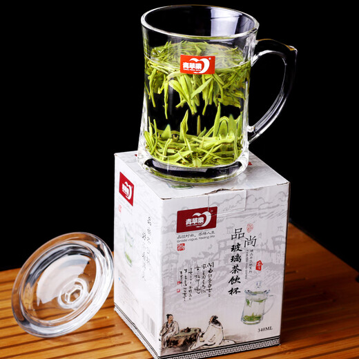 NOTICS household glass drinking cup tea cup office covered male and female water cup with handle large capacity with lid DSZ002 425ML