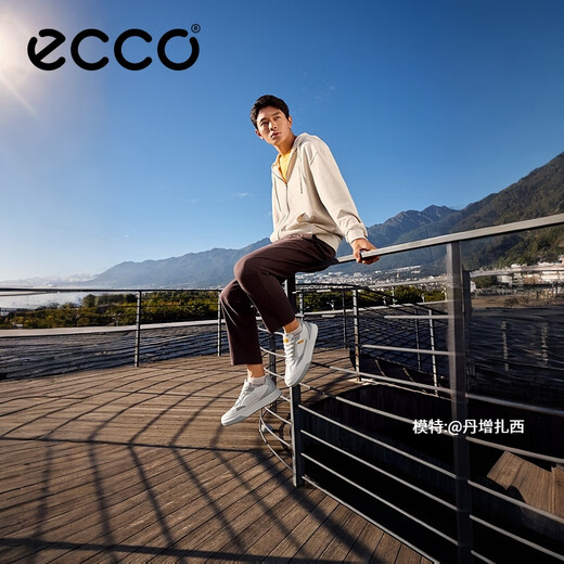 ECCO casual shoes 2025 summer new thick sole plate shoes soft sole simple contrasting color men's shoes Street sneakers 539804 White/Dove gray/Cement gray 53980452475 39