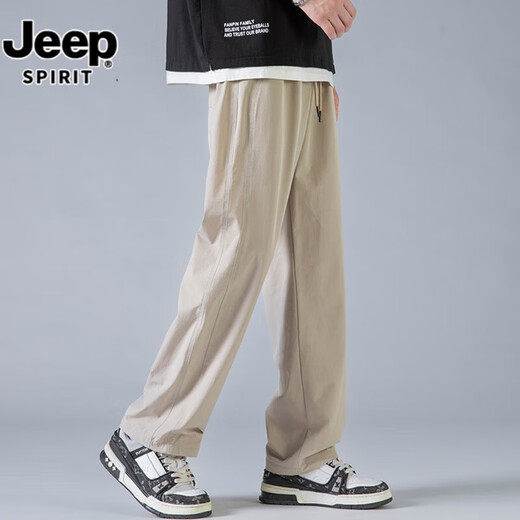 JEEP SPIRIT休闲裤男2025春秋季新款宽松直筒潮流时尚百搭阔腿运动长裤子男 6609灰色 XL 约130-150斤可穿