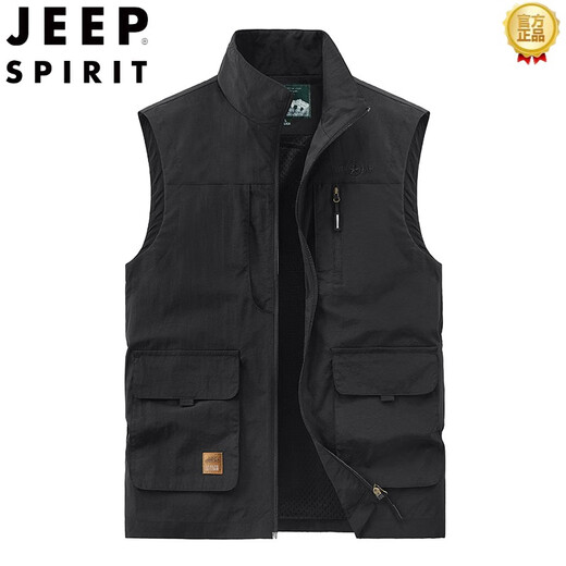JEEP SPIRIT马甲男新款2025春秋夏薄款大码多口袋坎肩户外工装背心速干马夹男 677绿 M