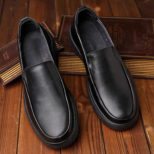 Prodigaler Sohn klatschend lässige Lederschuhe Herren Frühling und Herbst 46 Weitfuß großer Größe Weiche Bodenschicht Cowhide 47 ein Fuß 48 Business Dad Schuhe Echtes Leder Schwarz 3895 Echtes Leder Inner 38 240mm