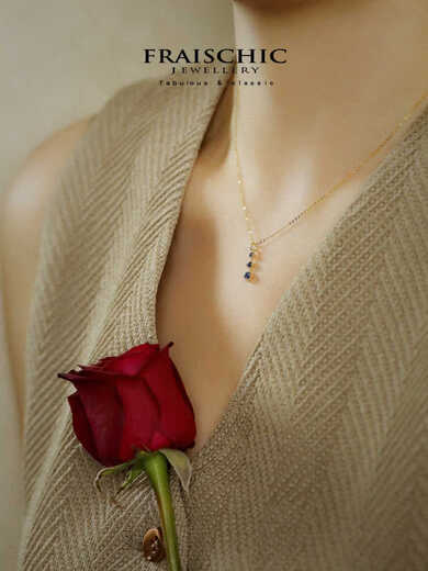 Shiniao limited special price sky 18K gold Sri Lankan natural sapphire pendant necklace for women Japanese design pendant (very mini), ready stock