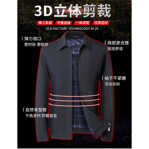 Romon Executive Jacket Men's Spring New Business Casual Middle-aged Lapel Versatile Top Daddy Jacket Navy Blue XL (Suggested 145-165Jin [Jin equals 0.5 kg])
